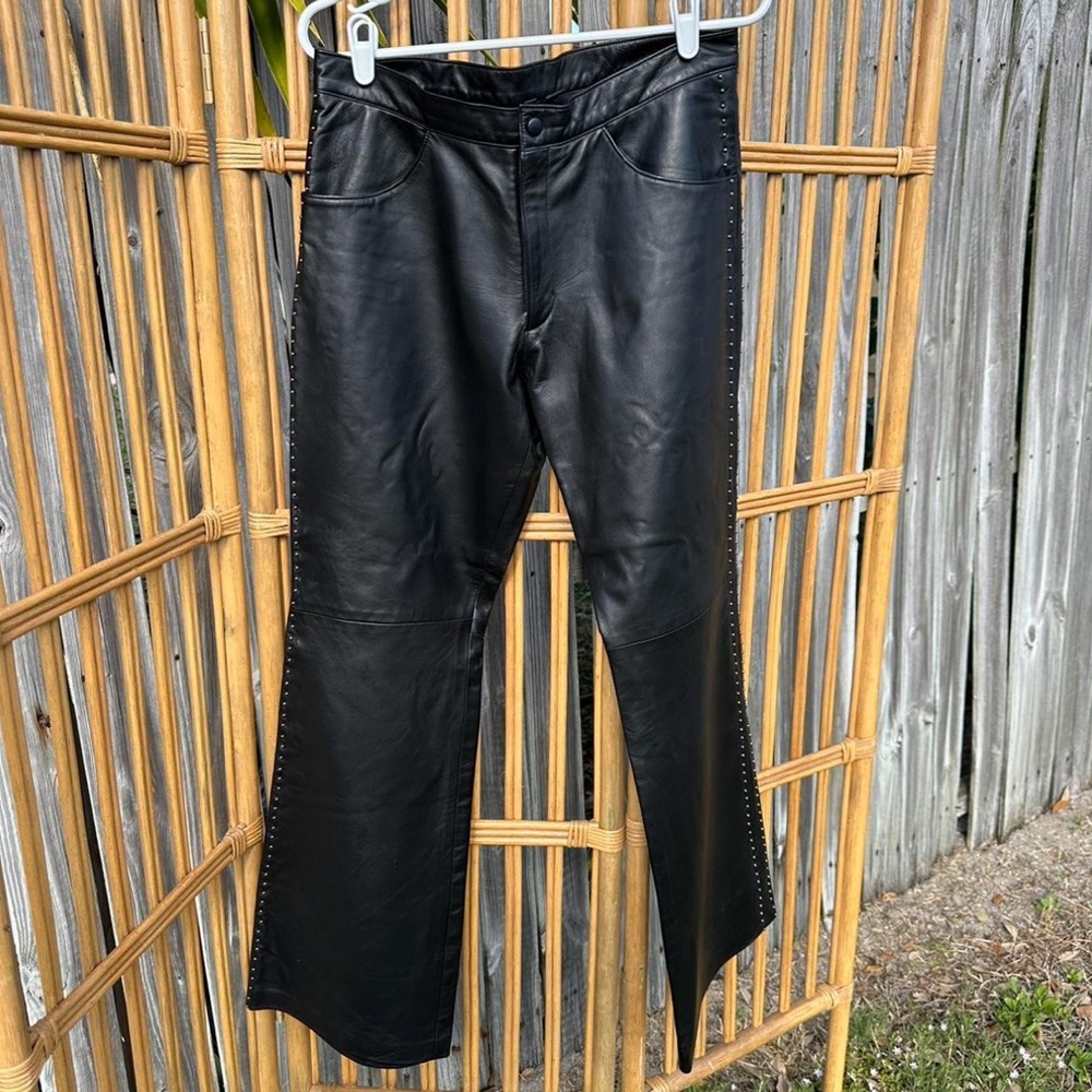Danier Black Leather Flare Jeans